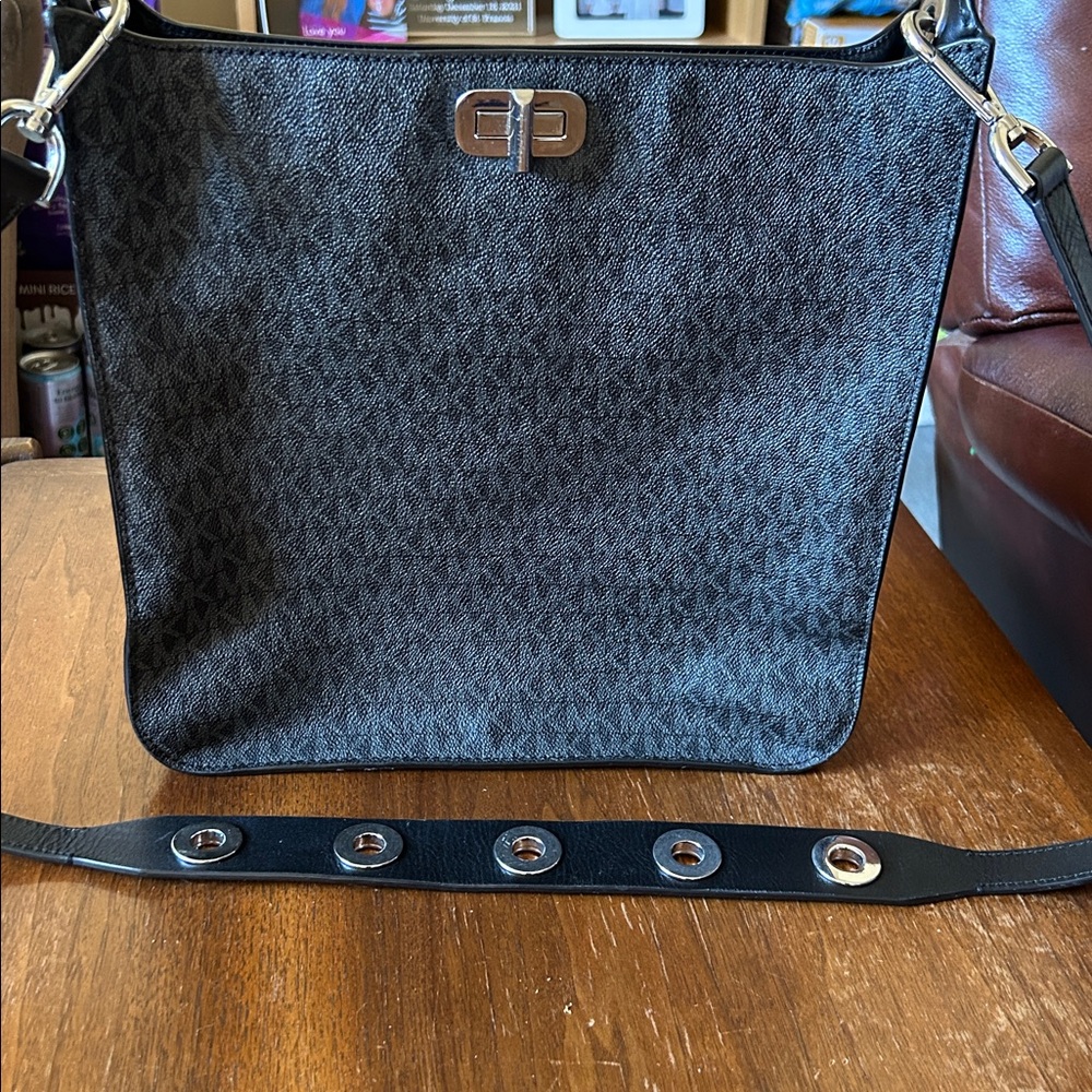 Michael Kors Black Signature MK Crossbody Messenger Bag